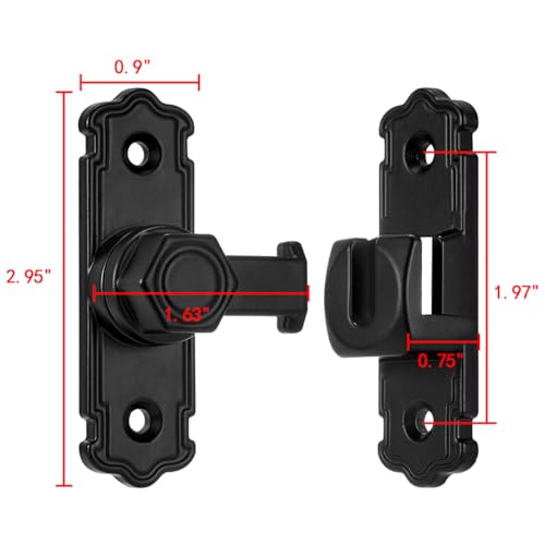 Black 90/180 Degree Barn Door Latches,Aluminum Alloy Flip Latch - color: Black