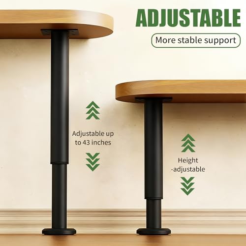 Furniture Legs Metal Adjustable 4 Pcs 16.5-29.9 inch, Adjustable Cabinet Legs for Sofa/Bed/Chair/Dresser/Table, Bed Center Slat Support Legs, Black - size: 16.5-29.9" (4pcs)