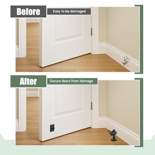 Yaocom 2 Pack Heavy Duty Floor Mounted Door Stop 3.5 Inch Aluminum Commercial Grade Door Stopper with Rubber Bumper & Stainless Steel Screws (Black) - color: Black
