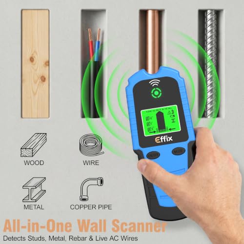 Effix Stud Finder Wall Scanner - 5 in 1 Electronic Stud Detector for Wood, Metal, AC Wire, Joist, Pipe Detection
