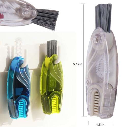 4 in 1 Cup Lid Cleaning Brush Set Multifunctional Bottle Brush Cleaner Tiny Bottle Cup Lid Brush Straw Cleaner Tools Mini Silicone Bottle Cup-Holder Cleaner with Hook Remover Blue & Grey - style: 1pc Blue 1pc Grey 4in1