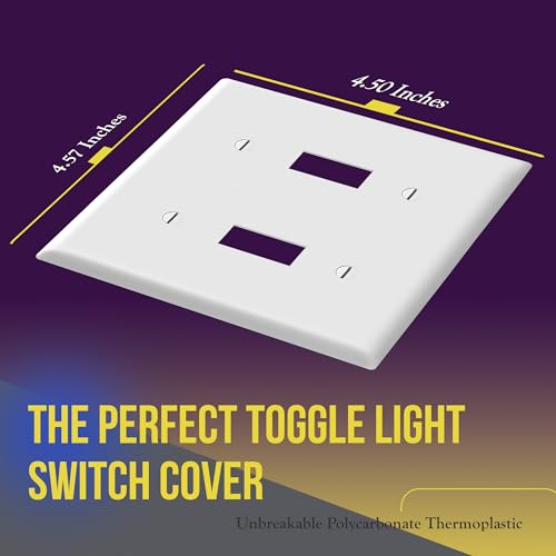ENERLITES Double Toggle Light Switch Wall Plate, Size 2-Gang 4.50" x 4.57", Unbreakable Polycarbonate Thermoplastic, 8812-W-10PCS, White (10 Pack) - color: White, size: 2 Gang