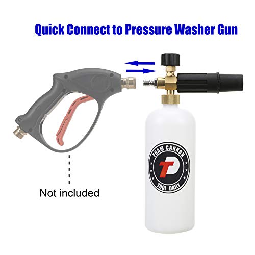 Tool Daily Foam Cannon with 1/4 Inch Quick Connector, 1 Liter, 5 Pressure Washer Nozzle Tips - style: Foam Cannon