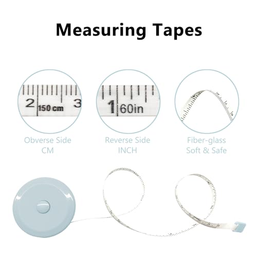 GDMINLO 3 Pack Tape Measure Measuring Tape for Body Fabric Sewing Tailor Cloth Knitting Craft Weight Loss Measurements Retractable 60-inch 1.5 Meter, Small Push ButtonDouble Scales Rulers
