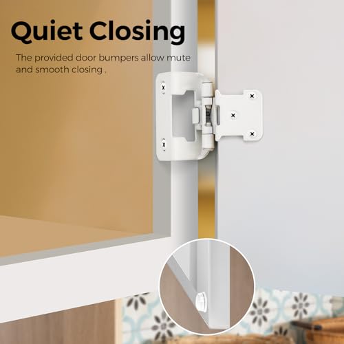 30 Pack 15 Pair White Cabinet Hinges, 1/2" Semi Wrap Kitchen Hinges - color: White, size: 1/2" Semi Wrap