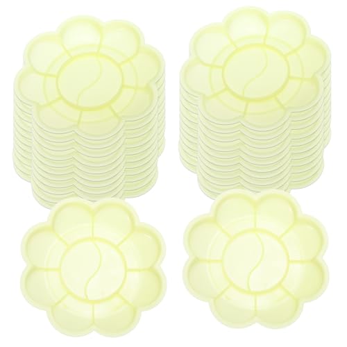 PATIKIL 24Pcs Paint Tray Palette, 3.1"/8cm Painting Palette Plastic Palette Flower Shape for Watercolor Gouache Painting Art Craft DIY Project, Yellow - color: Yellow