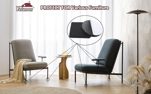 Yelanon Felt Furniture Pads for Hardwood Floors -24 Pcs 2.5" Premium Felt Pads for Chair Legs, Floor Protectors for Furniture Black - size: 24 pcs Black Square