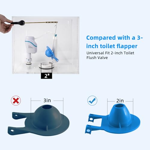 Universal 2-Inch Toilet Flapper, Adjustable Metal Chain, Chlorine-Resistant - style: Universal 2"