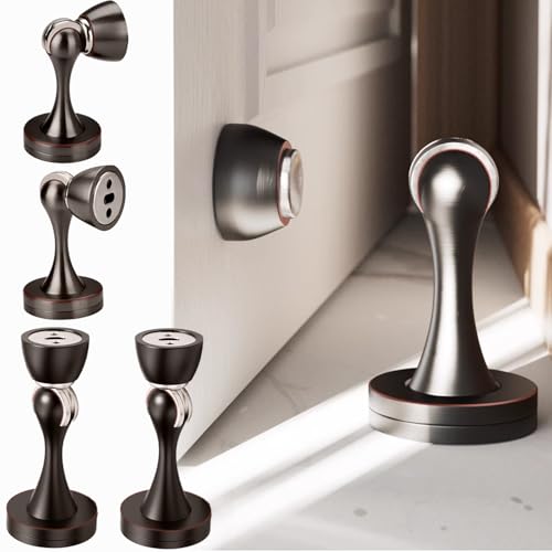 Solid Mental Magnetic Door Stop, Wall Mounted, Oil Rubbed Bronze, 5 PCS - color: 5 PCS Oil Rubbed Bronze