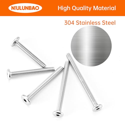 M4 x 30mm 35mm 40mm 45mm 50mm Flat Round Head Hex Socket Cap Screws Bolts, Furniture Screws, 304 Stainless Steel, Allen Hex Drive, Bright Finish, Metric Fully Threaded, Assortment Kit 50PCS - size: M4 x 30/35/40/45/50mm (50PCS)
