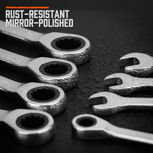 HORUSDY Combination Ratchet Wrenches Set with SAE | 8 Pieces Wrench Set with Wrench Organizer | 72-Tooth | 5° Swing Arc | 1/4" - 11/16" | Chrome Vanadium Steel - style: 8-Piece