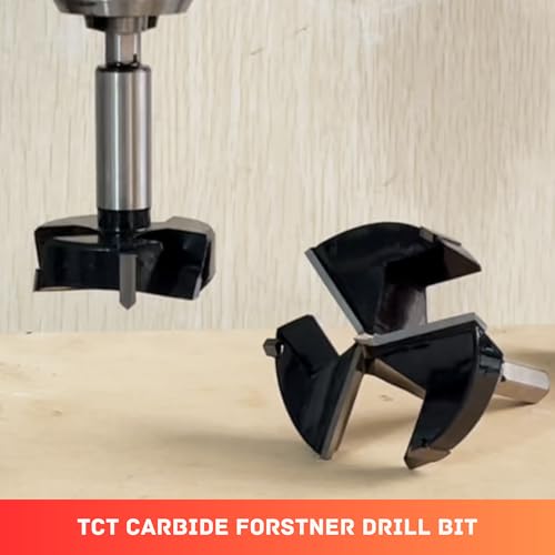 1-1/2 Inch Forstner Drill Bit, Triple-Flute Carbide Tipped Forstner Bit for Hard Wood, Soft Wood, Veneered Plywood, Plastic, Drilling Hole Saw Woodworking Hinge Cutter Tool (1-1/2 Inch) - style: 1-1/2 Inch