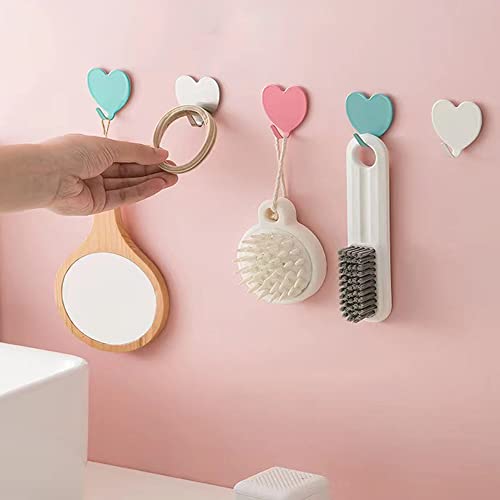JtmyAota 6 Pack Heart Wall Hooks, Kawaii Room Decor Hooks - color: White