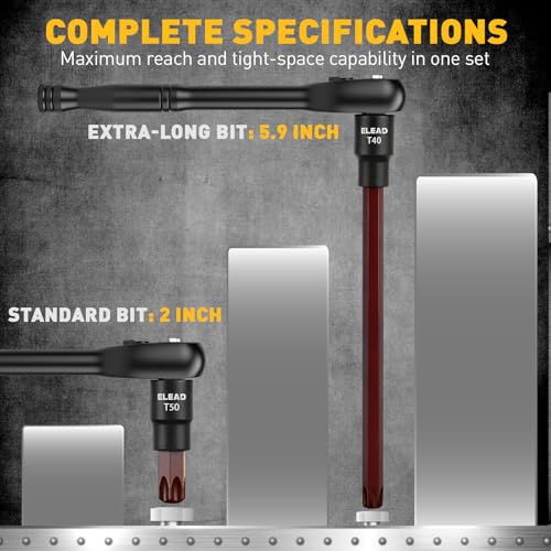 112-Piece Torx and Allen Bit Socket Set, 1/4", 3/8",1/2" Drive Bit Socket Set with Ratchet Wrench, Adapters, Extra Long & Tamper Proof torx/Hex/Ball End Hex/E-torx, SAE & Metric - color: 112-piece Black