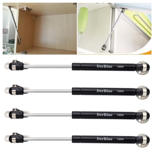 DerBlue 4-Pack 10inch 100N/25lb Gas Struts for Cabinets - Professional Cabinet Shocks and Gas Struts - color: Black