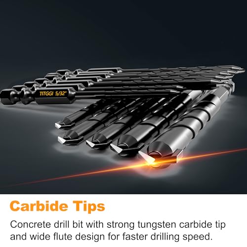 12Pcs Wide-Tip Masonry Drill Bit Set & Concrete Drill Bit Set, 5/32"-1/2" - size: 12 pcs 5/32"-1/2" Masonry Drill Bit Set