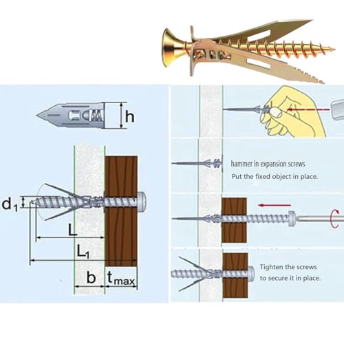 Drywall Anchor Multiple Sizes 4 for Home DIYers Pictures, 160Pcs - size: 4 Size 160Pcs