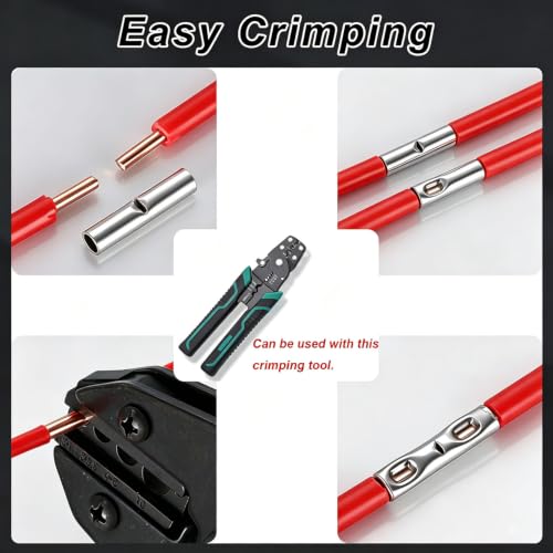 smseace 80pcs 4/6/8AWG Non Insulated Butt Connectors Kit with Heat shrinkable Tube for Wiring 4/6/8 Guage Pure Copper Butt Splice Connectors for Automotive, Marine and Industrial Applications - size: 4/6/8AWG
