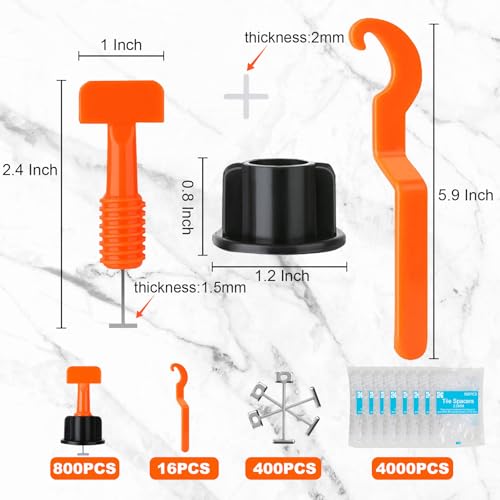 Storystore 800PCS Tile Leveling System Kit, 1/16 Inch Tile Spacers - size: 800pcs