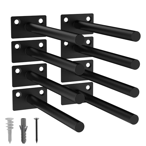 LEOPO 8-Pack 6 inch Floating Shelf Brackets, Hidden Shelf Bracket for Wood - color: Black-8Pack, size: 6 Inch