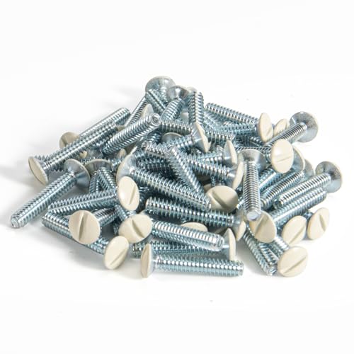 Henne Bery 3/4" Long 6-32 Thread, Oval Head Milled Slot Replacement Wall Plate Screws, 50 Pack, Light Almond - color: Light Almond, size: 3/4",50 Pack