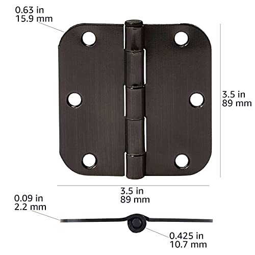 Amazon Basics Rounded 3.5 Inch x 3.5 Inch Door Hinges, Oil Rubbed Bronze, 72 Count (Pack of 1) - color: Oil Rubbed Bronze, size: Pack of 72