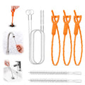 Drain Snake Clog Remover—60inch Sink Snake Brush,20inch Multi-tooth Clog Remover,18inch Cleaning Brush,Drain Auger Cleaner Tool Set for Bathtub,Fish Tank,Sewer,Kitchen Sink,Drainage Pipe(7PCS) - style: 7SET Light Duty