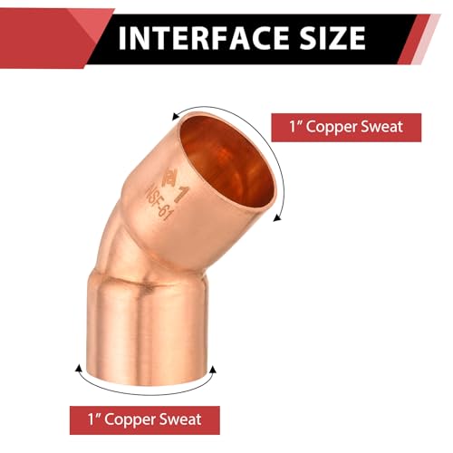 5 Piece EFIELD 1" C X C Copper 45 Degree Short Turn Elbow - size: 1"x1", style: 45 Degree