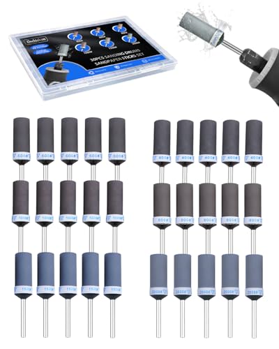 30PCS Sanding Drums for Dremel Rotary Tools Accessories, Sanding Bits Kit for Dremel Sanding Bands with 1/8 inch Shank, Sandpaper Sticks Set for Plastic Wood Metal Grinding Polishing 400-2000 Grit - style: Mix Grit 30PCS