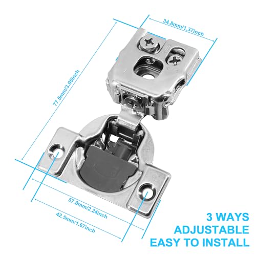 1 Inch Overlay Soft Close Cabinet Hinges, 6 Pack Slow Soft Close Hinges for Kitchen Cabinets Satin Nickel Hidden Self Closing Kitchen Cabinet Hinges for Cupboard - size: 1 inch Overlay