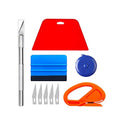 10 Pcs Wallpaper Smoothing Tool Kit- Red Squeegee, Blue Felt Edge Squeegee,Craft Knife, Blades Replacement for Wallpaper Contact Paper Application, Home Decor, Window Tint, Car Wrap Film, Craft Vinyl