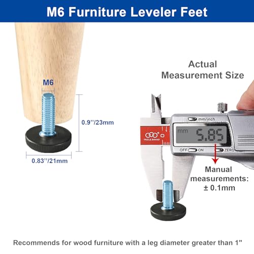 16 PCS M6 Threaded Furniture Levelers, Adjustable Screw in Leg Glides - size: M6-16Pcs