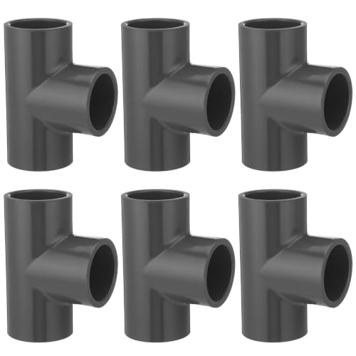 6 Pack Schedule 80 PVC Pipe Fitting Tee 1-1/2" Socket, Compatible with 801 Series Heavy Duty Tee for Industrial Irrigation Plumbing Applications - size: 1-1/2" Socket