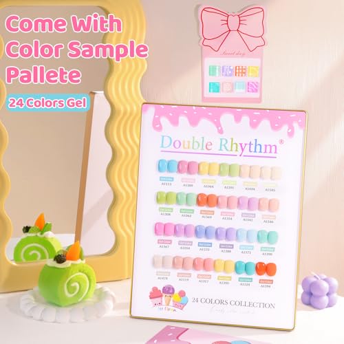 Double Rhythm 28Pcs 0.5Oz Gel Nail Polish Set Same Color Same Bottle Gel Polish Kit Nail Art Manicure Salon DIY at Home for Women (Pastel Candy Collection-T24-5) - color: Pastel Candy