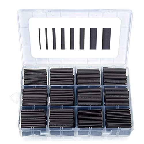 650 Pcs Heat Shrink Tubing Kit, 2:1 Wire Shrink Wrap Tube, 8 Sizes, Black - size: Ratio 2:1