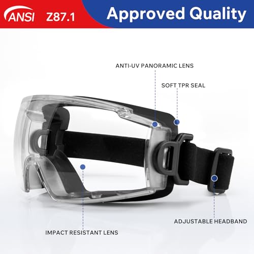 Safety Goggles Over Glasses 2 Pack Anti Fog Lens ANSI Z87.1 Certified | Eye Protection for Chemistry Lab Work & Industrial Use, Impact Resistance, Adjustable Strap, Youth Men & Women - color: 2/Black