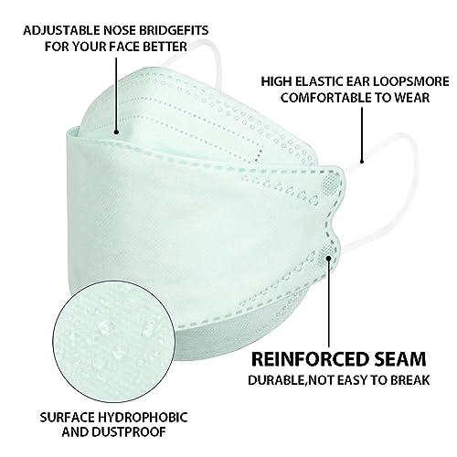 Borje KN95 Face Masks 50 Pack, Breathable Comfortable and Disposable KN95 Mask,Masks for Adults - color: Mint Green=50pcs