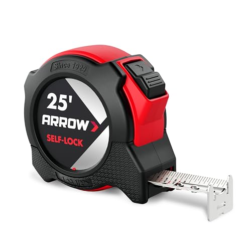 Arrow 25FT Auto-Lock Tape Measure, Easy Read Double Sided Measuring Tape