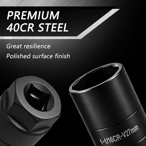 Salior Oil Pressure Sensor Socket with 1/2" Drive Port, Heavy Duty 27mm Sockets for Removal Oil Pressure Sending Unit, Professional Oils Pressures Switch Socket Automotive Tools (Black) - color: Black