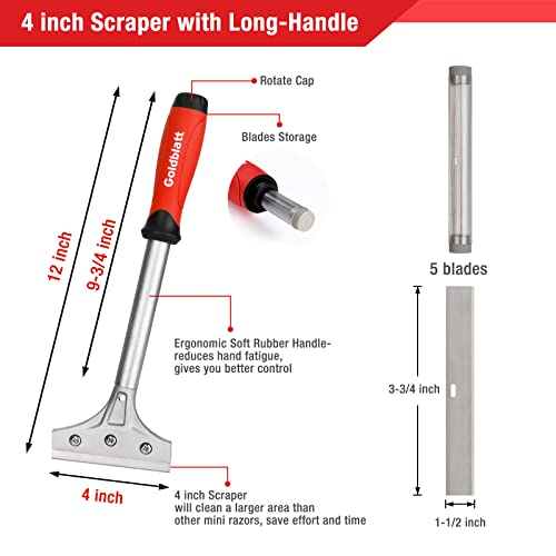 Goldblatt 2 Pieces Glass Scraper Set with 20pcs Blades, Razor Scraper Tools