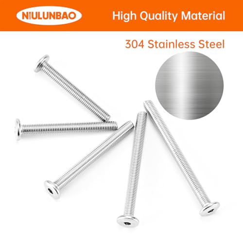 M5 x 40mm 45mm 50mm 55mm 60mm Flat Round Head Hex Socket Cap Screws Bolts, Furniture Screws, 304 Stainless Steel, Allen Hex Drive, Metric Fully Threaded, Bright Finish, Assortment Kit 30PCS - size: M5 x 40/45/50/55/60mm (30PCS)