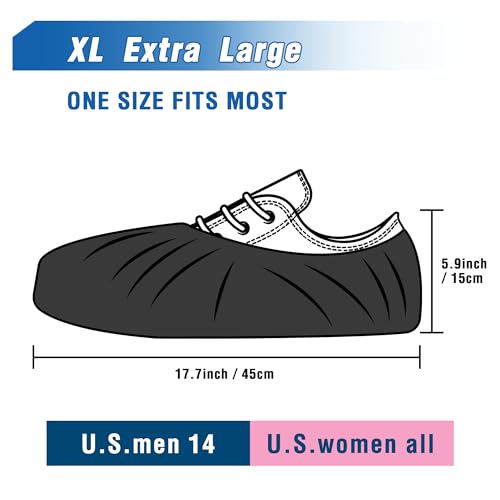 ProtectX Premium Disposable Extra Large Shoe Covers, Slip Resistant, Durable Non-Woven Polypropylene Fabric for Booties, Fits Up to 14 US Men and all US Women Size, Black 100-pack (50 pairs) - size: Black PP X-Large 100PK