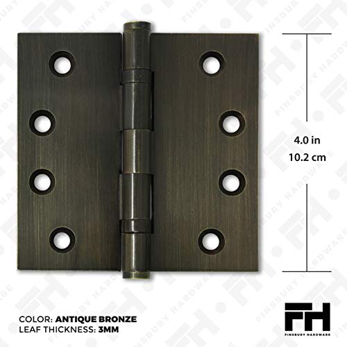 Solid Brass Door Hinge Heavy Duty Ball Bearing 4x4 Inch - Set of 2 Hinges (Antique Brass) - color: Antique Brass