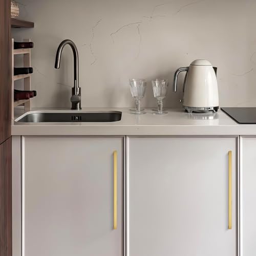 Ravinte Brushed Brass Solid Pulls Cabinet Handles 10 Inch 5 Pack - size: 10 Inch Hole Center