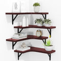 ROMGUAR CRAFT Corner Floating Shelves Wall Mounted Set of 4, Red - color: Red