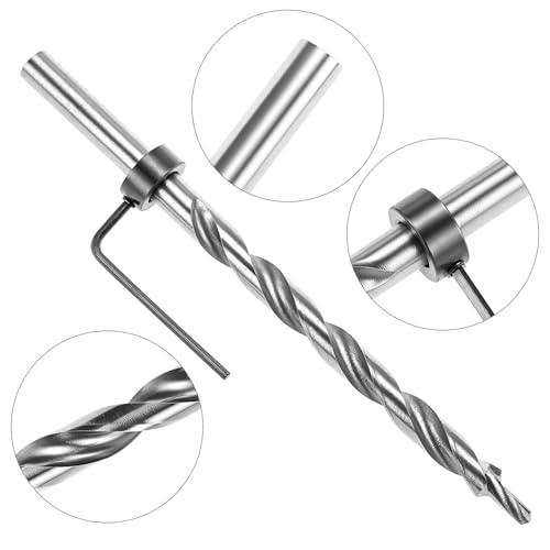 QWORK 4 Pieces 3/8 Inch Pocket Hole Drill Bit Set, 1/4 Hex & Round Shank with Depth Stop Collar for Manual Pocket Hole Guide Jig Master System