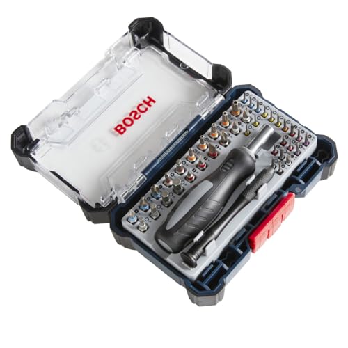 BOSCH PB4042 42-Piece Extra Hard Precision Screwdriver Bit Set for Standard & Electronics Repair | Includes Phillips, Torx, Hex, and Specialty Bits with Two Magnetic Handles & Pick-and-Click Case