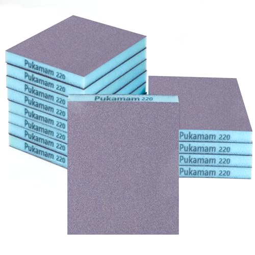 12 Pack Sanding Sponge, Washable and Reusable Sanding Blocks 220 Grit Wet Dry Sand Paper for Wood Drywall Metal Furniture - size: 220 Grits