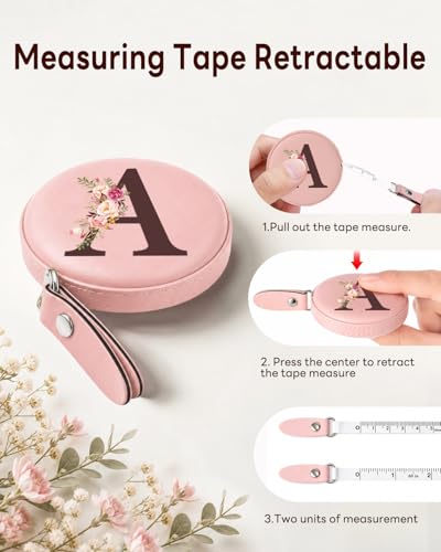 Maicican Retractable Tape Measure, Pink Leather Sewing Measuring Tape, A - color: Tape Measure-Pink A