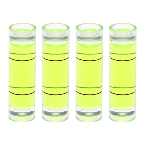 HARFINGTON 4pcs Cylindrical Bubble Level 9.5x34mm Mini Bullseye Spirit Levels for Leveling Camera Tripod Telescope Workshop Turntable Pictures Frame, Green - size: 9.5x34mm